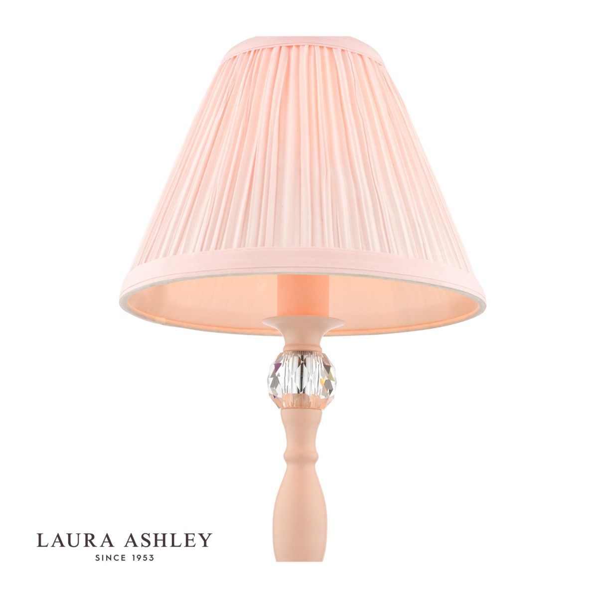 Laura Ashley Ellis Table Lamp Satin Pink and Crystal With Shade
