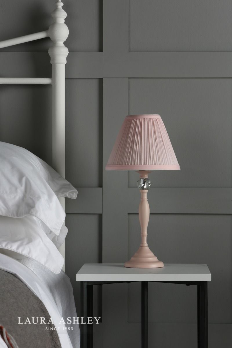 Laura Ashley Ellis Table Lamp Satin Pink and Crystal With Shade