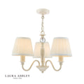 Laura Ashley Ellis 3 Light Armed Pendant Satin Cream and Crystal With Shade