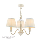 Laura Ashley Ellis 3 Light Armed Pendant Satin Cream and Crystal With Shade