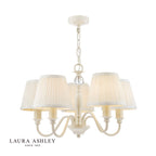 Laura Ashley Ellis 5 Light Armed Pendant Satin Cream and Crystal With Shade