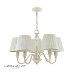 Laura Ashley Ellis 5 Light Armed Pendant Satin Cream and Crystal With Shade