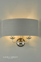 Laura Ashley Sorrento 2 Light Wall Light Polished Nickel With Charcoal Shade