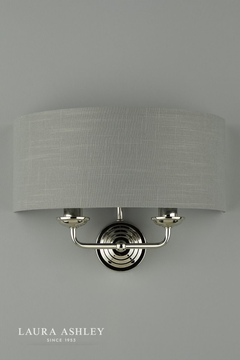 Laura Ashley Sorrento 2 Light Wall Light Polished Nickel With Charcoal Shade