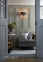 Laura Ashley Sorrento 2 Light Wall Light Polished Nickel With Charcoal Shade