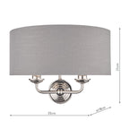 Laura Ashley Sorrento 2 Light Wall Light Polished Nickel With Charcoal Shade