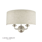 Laura Ashley Sorrento 2 Light Wall Light Satin Nickel With Natural Shade