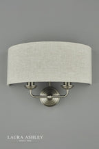 Laura Ashley Sorrento 2 Light Wall Light Satin Nickel With Natural Shade