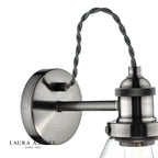 Laura Ashley Isaac Wall Light Satin Nickel Glass