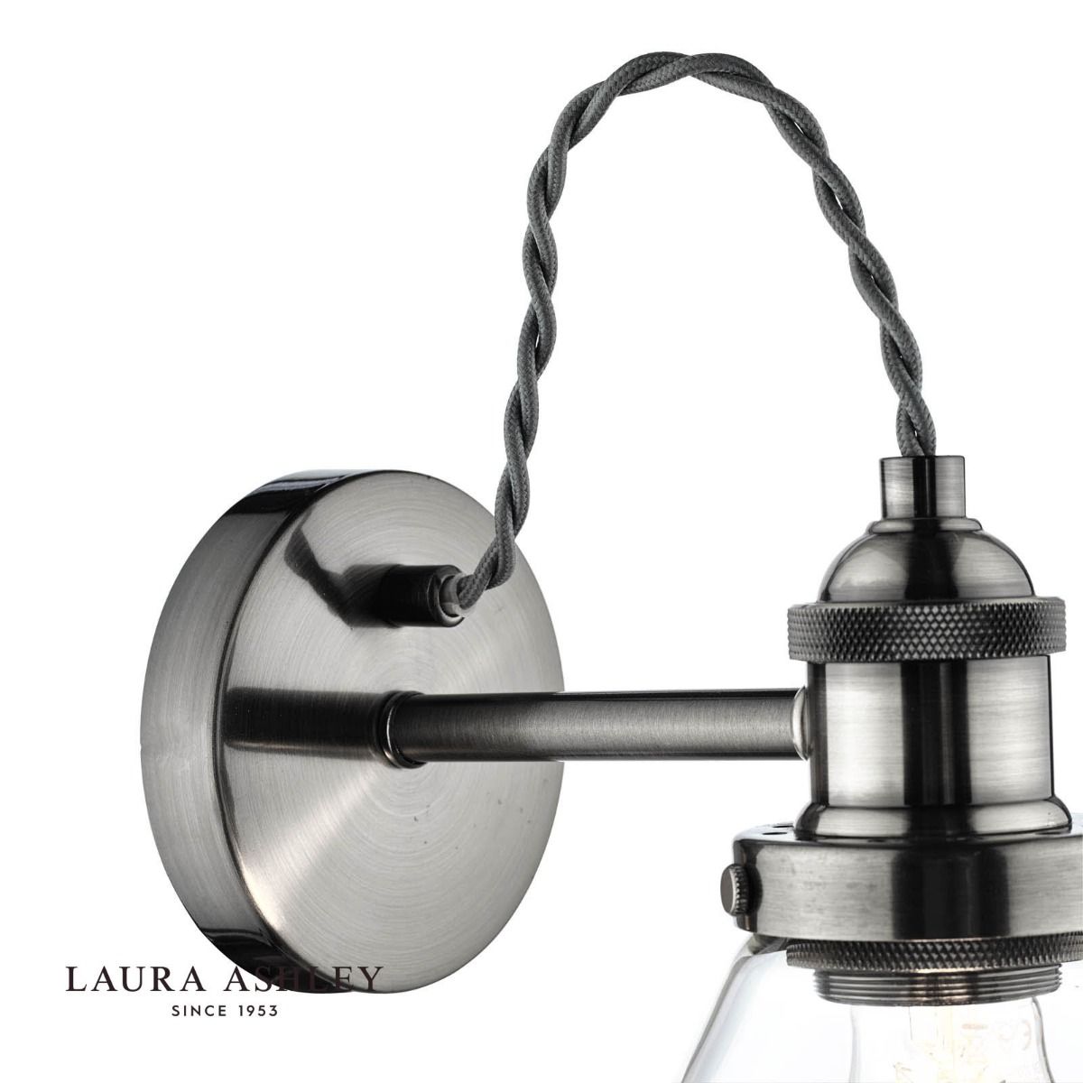 Laura Ashley Isaac Wall Light Satin Nickel Glass