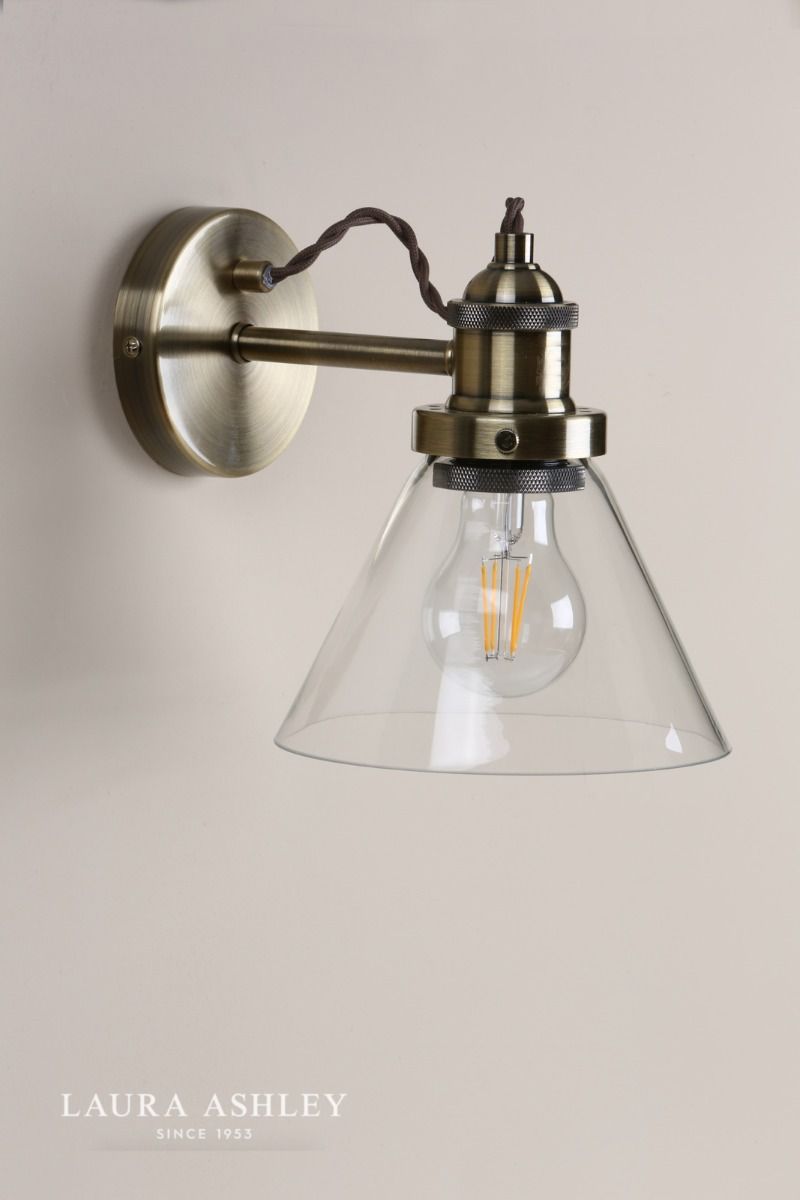 Laura Ashley Isaac Wall Light Antique Brass Glass