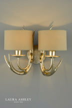 Laura Ashley Mulroy Antler 2lt Wall Light Champagne With Shades