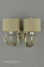 Laura Ashley Mulroy Antler 2lt Wall Light Champagne With Shades