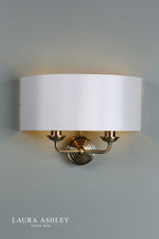 Laura Ashley Sorrento 2 Light Wall Light Antique Brass With Ivory Shade