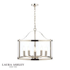 Laura Ashley Harrington 5lt Pendant Polished Nickel Glass