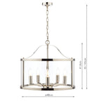 Laura Ashley Harrington 5lt Pendant Polished Nickel Glass
