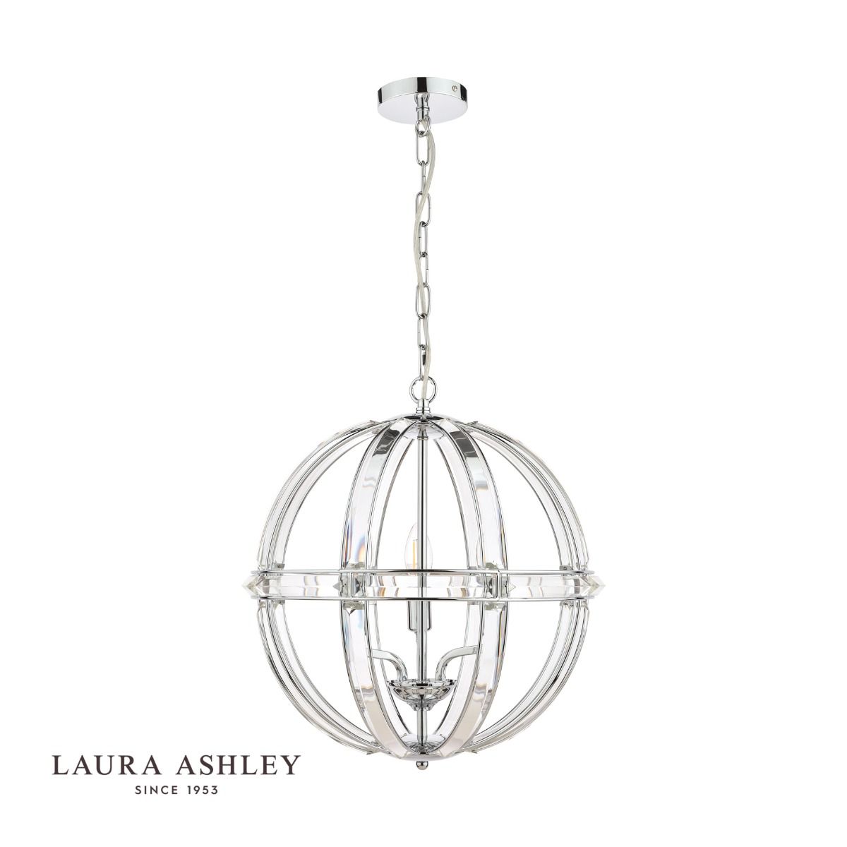 Laura Ashley Aidan 5lt Pendant Glass & Polished Chrome