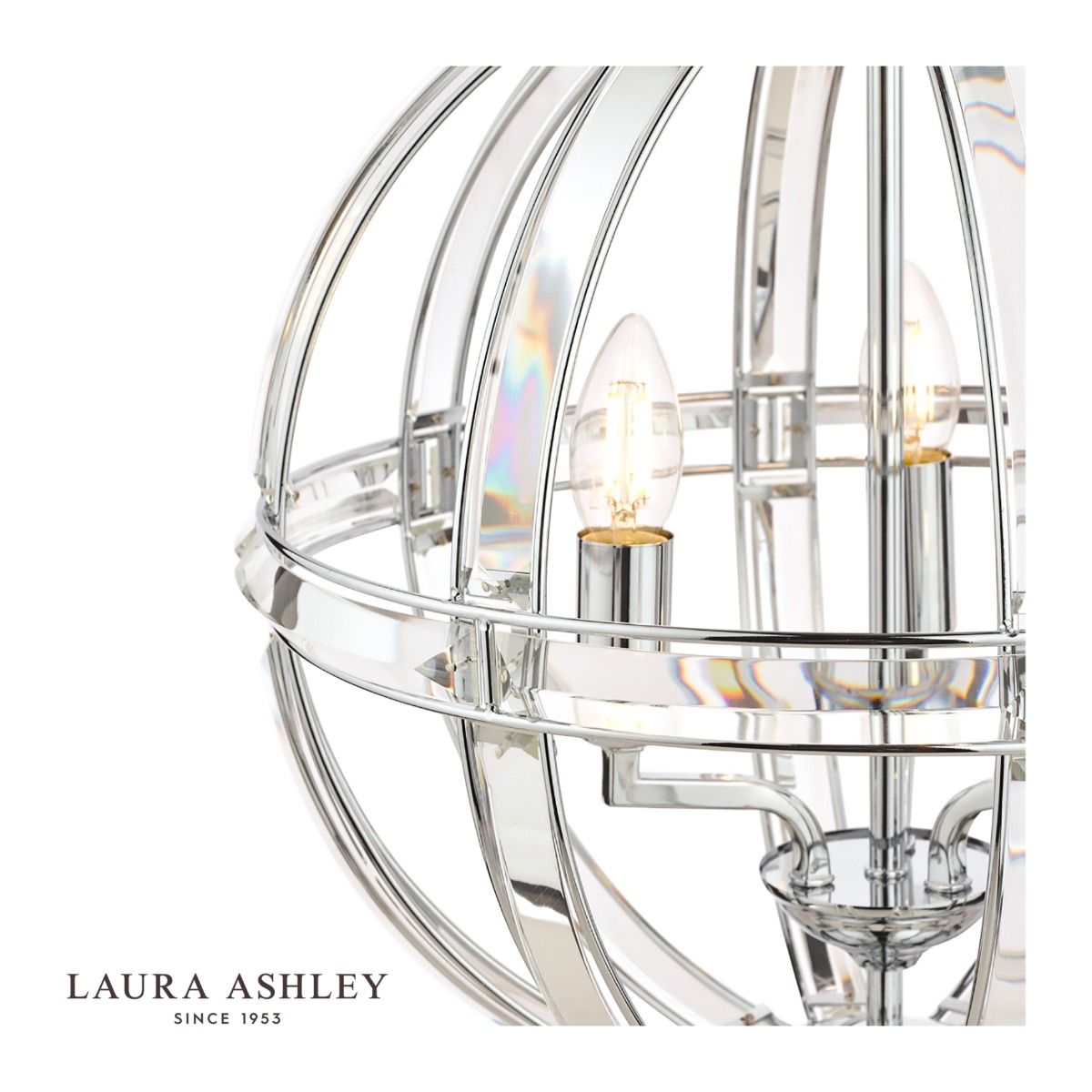 Laura Ashley Aidan 5lt Pendant Glass & Polished Chrome