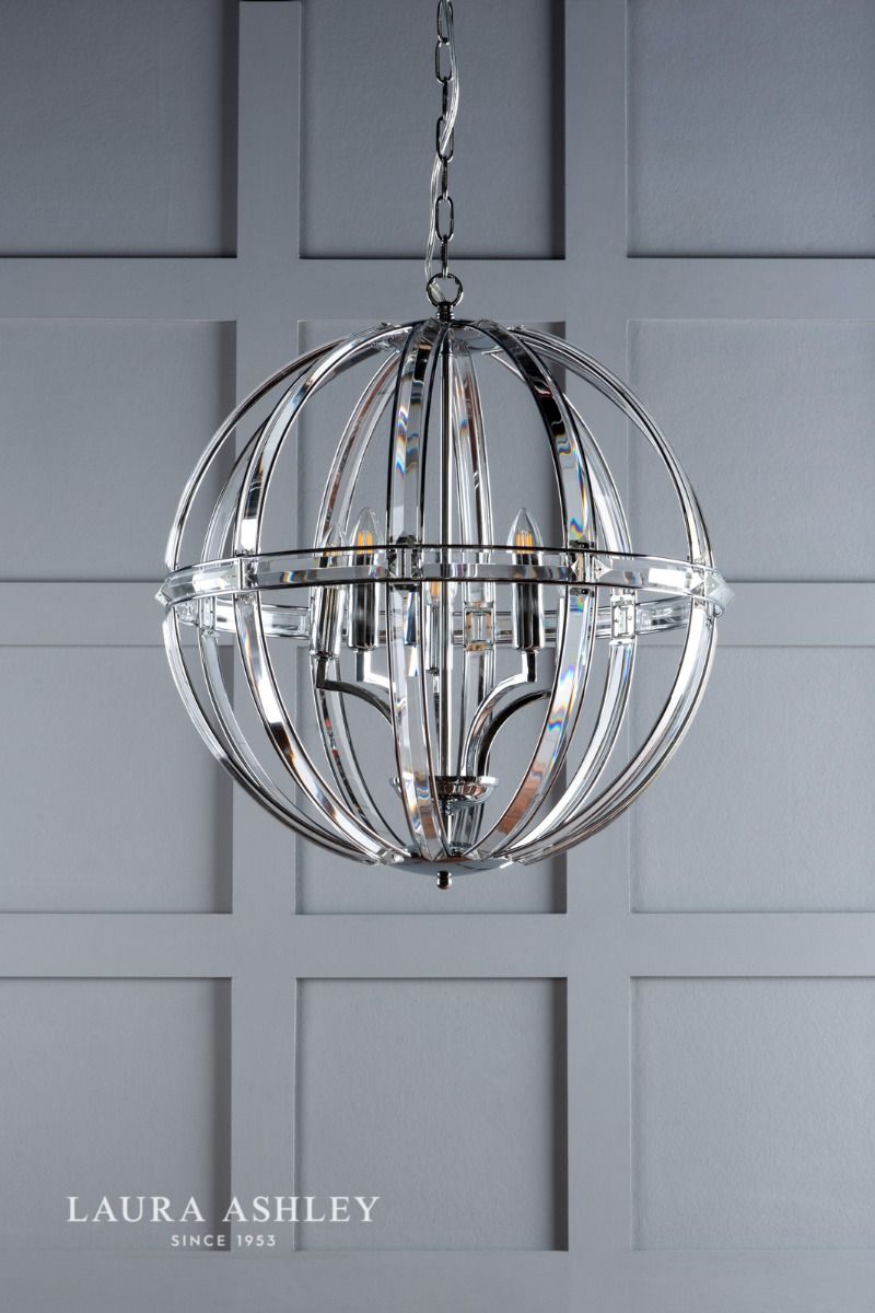 Laura Ashley Aidan 5lt Pendant Glass & Polished Chrome