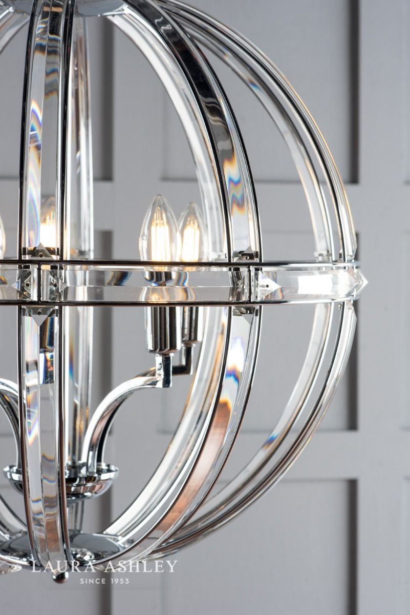 Laura Ashley Aidan 5lt Pendant Glass & Polished Chrome
