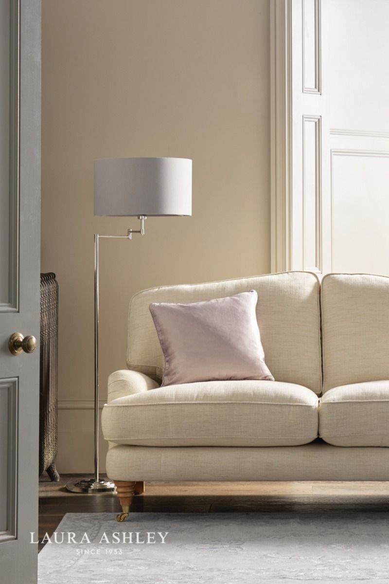Laura Ashley Marlowe Swing Arm Floor Lamp Polished Nickel With Shade