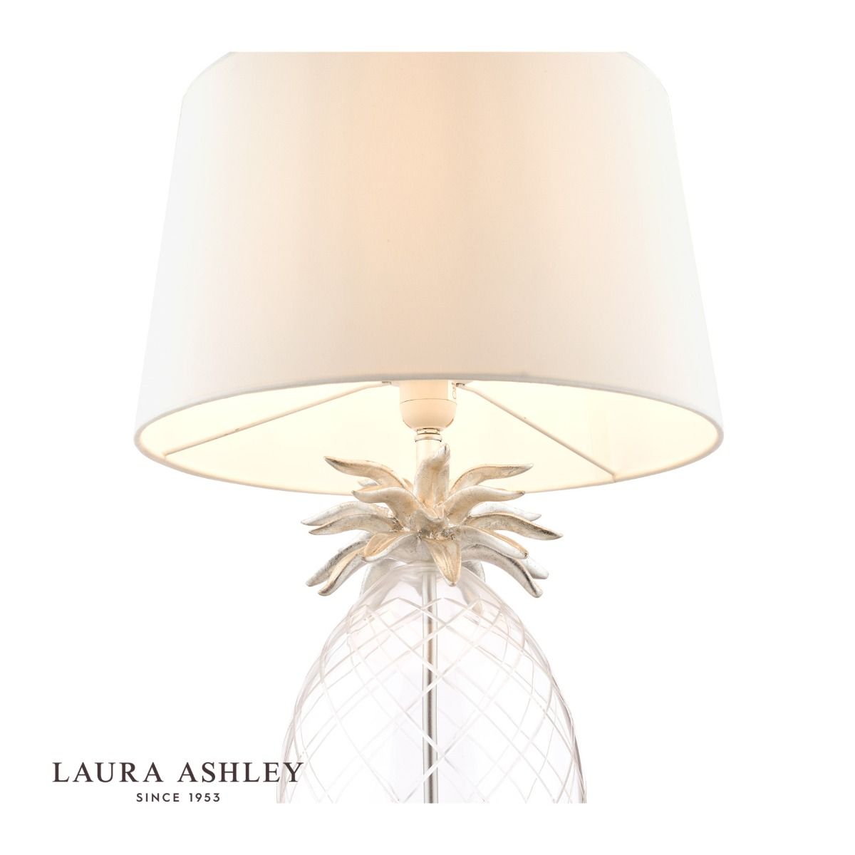 Laura Ashley Large Pineapple Table Lamp Glass & Brushed Chrome With Shade