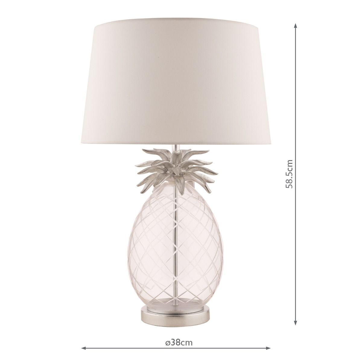 Laura Ashley Large Pineapple Table Lamp Glass & Brushed Chrome With Shade