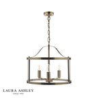 Laura Ashley Harrington 3lt Pendant Antique Brass Glass