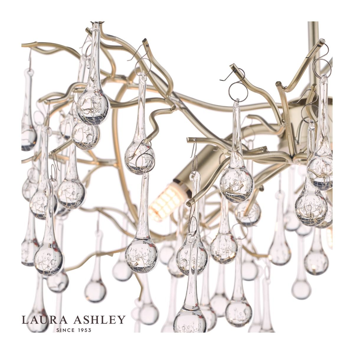 Laura Ashley Willow 3 Light Pendant Satin Champagne and Crystal