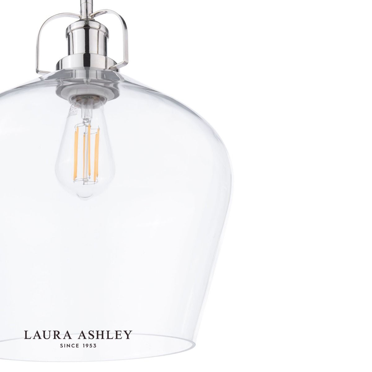 Laura Ashley Rye Pendant Polished Nickel Clear Glass