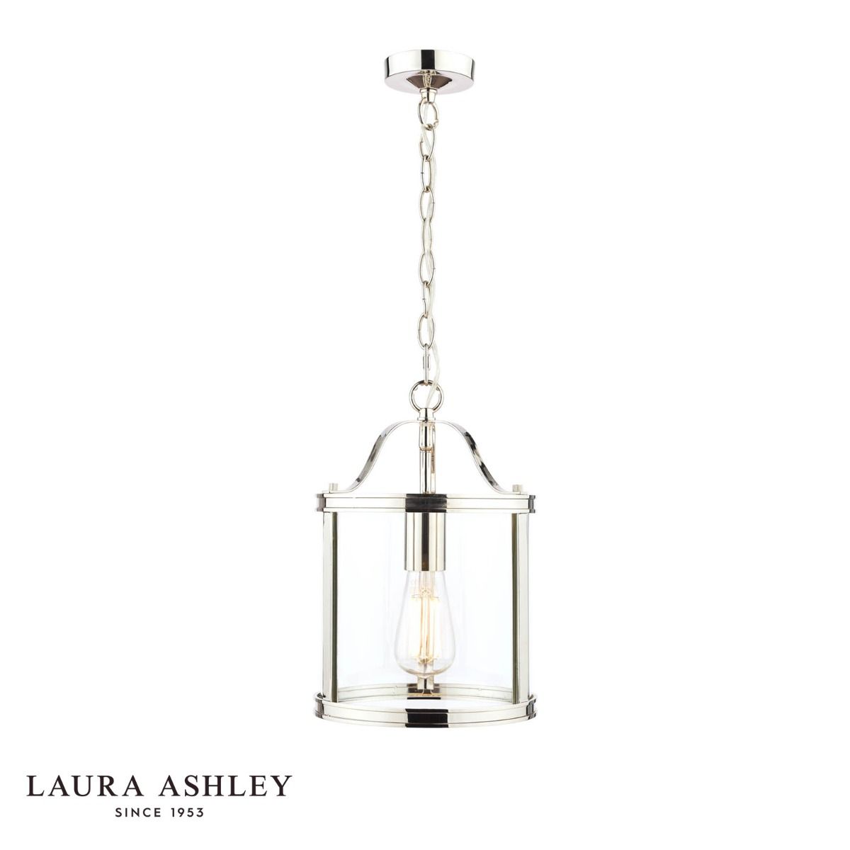 Laura Ashley Harrington Lantern Polished Nickel Glass
