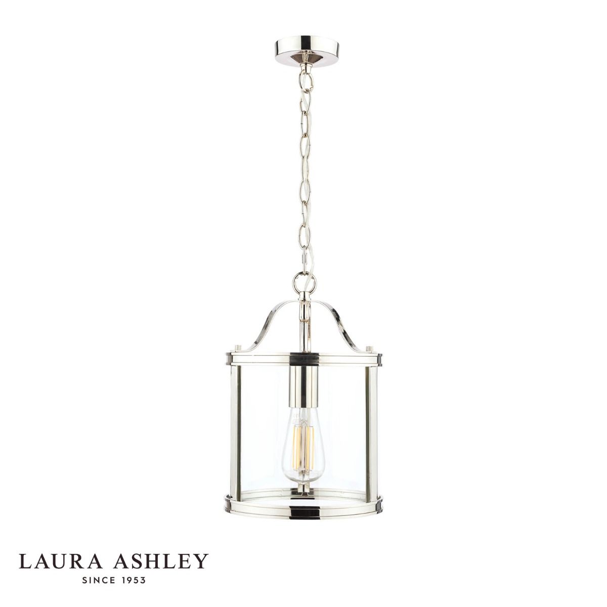 Laura Ashley Harrington Lantern Polished Nickel Glass