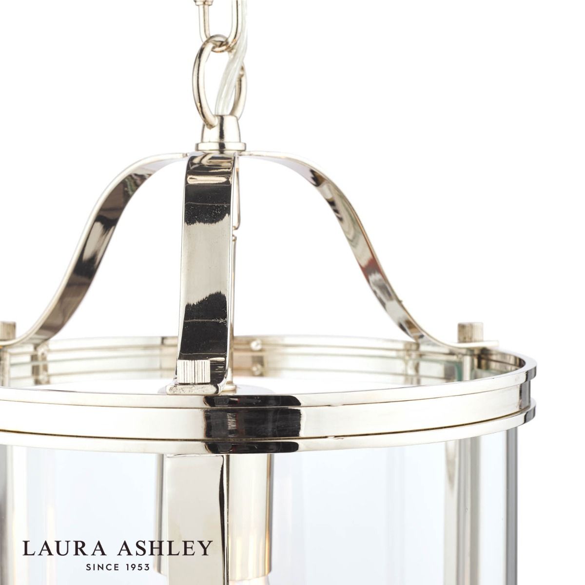Laura Ashley Harrington Lantern Polished Nickel Glass