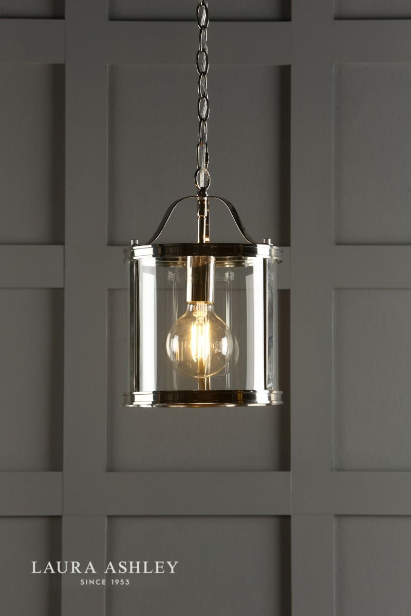 Laura Ashley Harrington Lantern Polished Nickel Glass