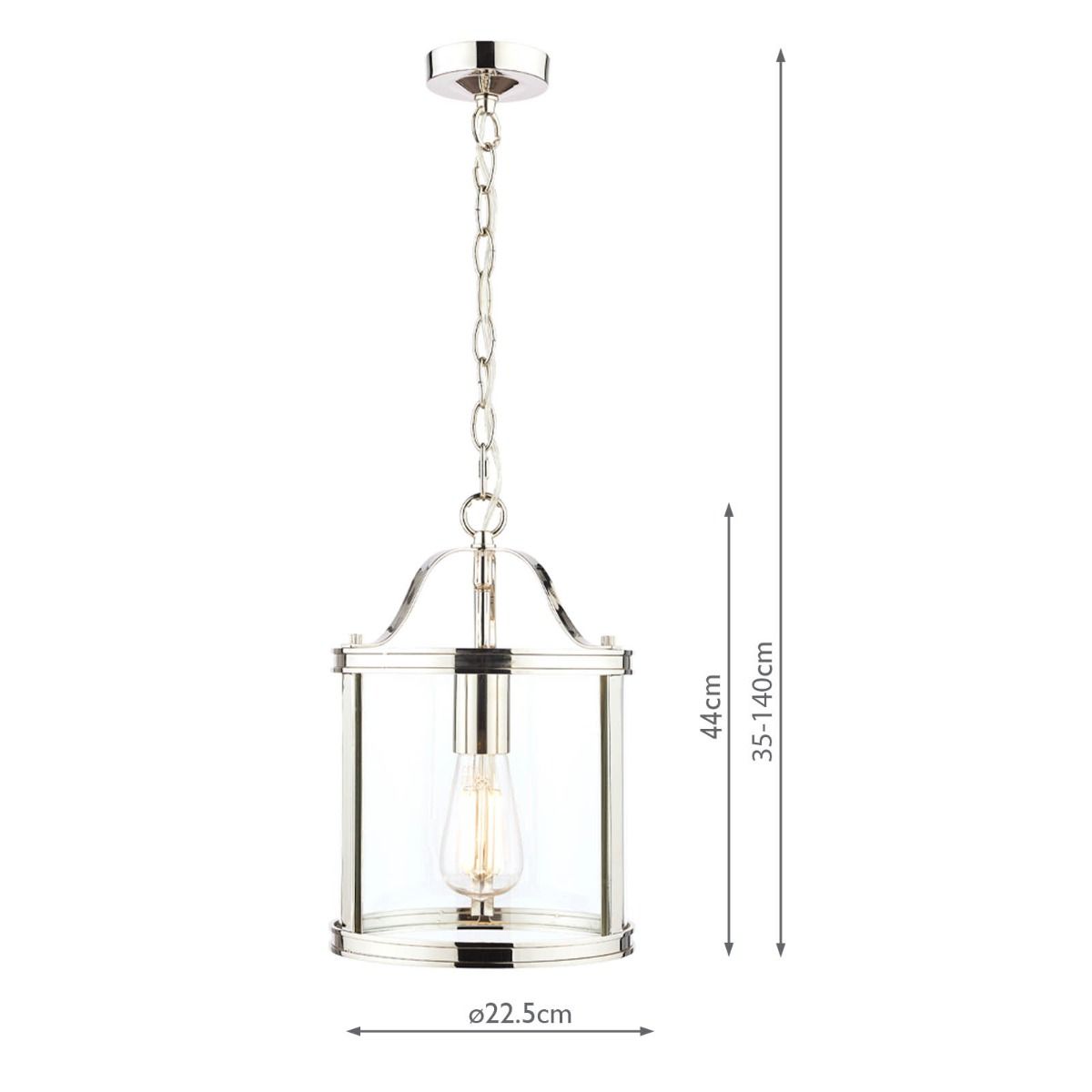 Laura Ashley Harrington Lantern Polished Nickel Glass