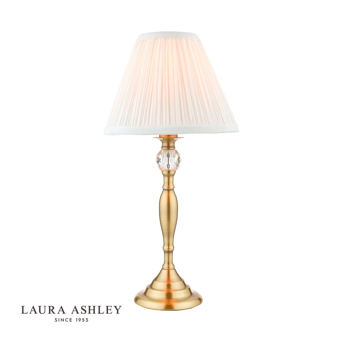 Laura Ashley Ellis Table Lamp Antique Brass and Crystal With Shade