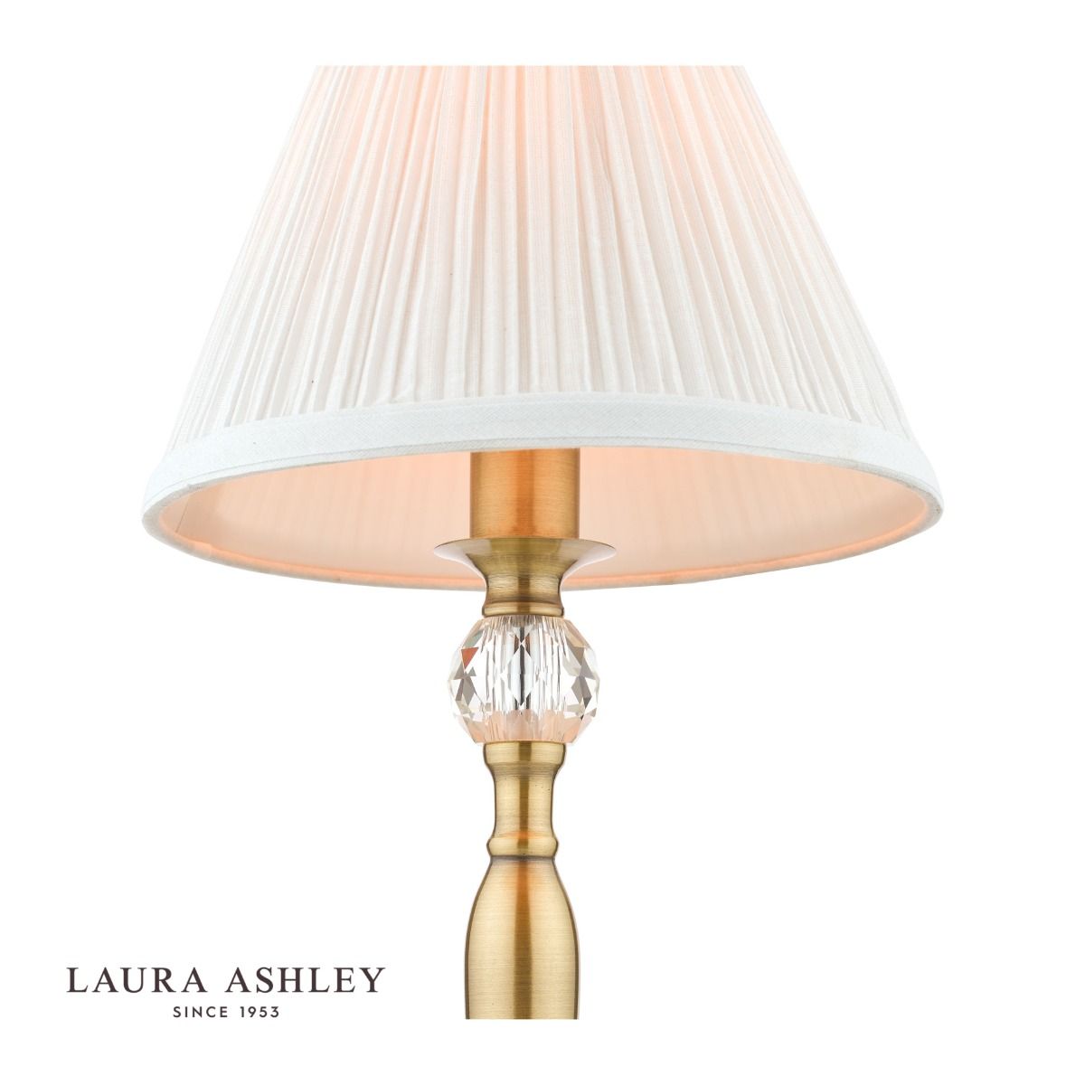 Laura Ashley Ellis Table Lamp Antique Brass and Crystal With Shade