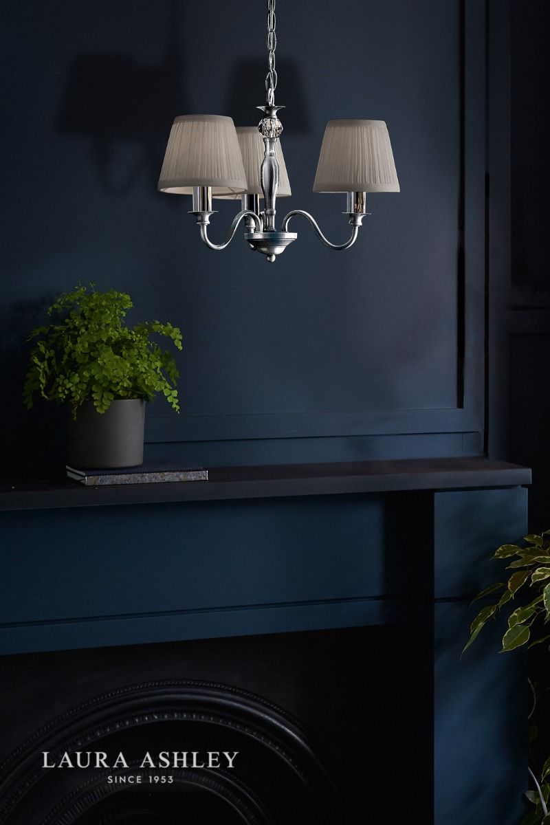 Laura Ashley Ellis 3 Light Pendant Polished Chrome and Crystal With Shade