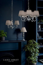 Laura Ashley Ellis 3 Light Pendant Polished Chrome and Crystal With Shade