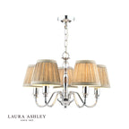 Laura Ashley Ellis 5 Light Armed Pendant Polished Chrome and Crystal With Shade