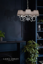 Laura Ashley Ellis 5 Light Armed Pendant Polished Chrome and Crystal With Shade