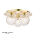 Laura Ashley Prague 3lt Flush Bathroom Light Glass Satin Brass IP44