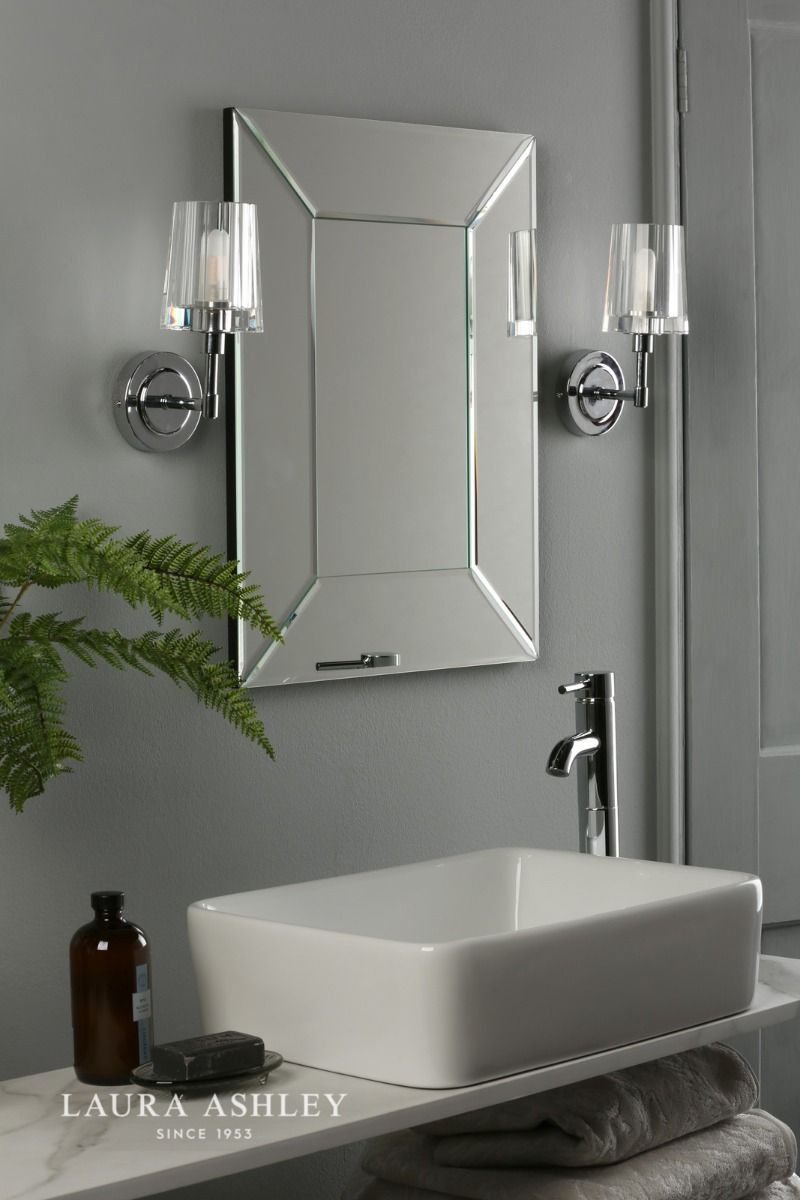 Laura Ashley Blake Bathroom Wall Light Crystal Polished Chrome IP44