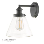 Laura Ashley Isaac Outdoor Wall Light Charcoal Glass IP44