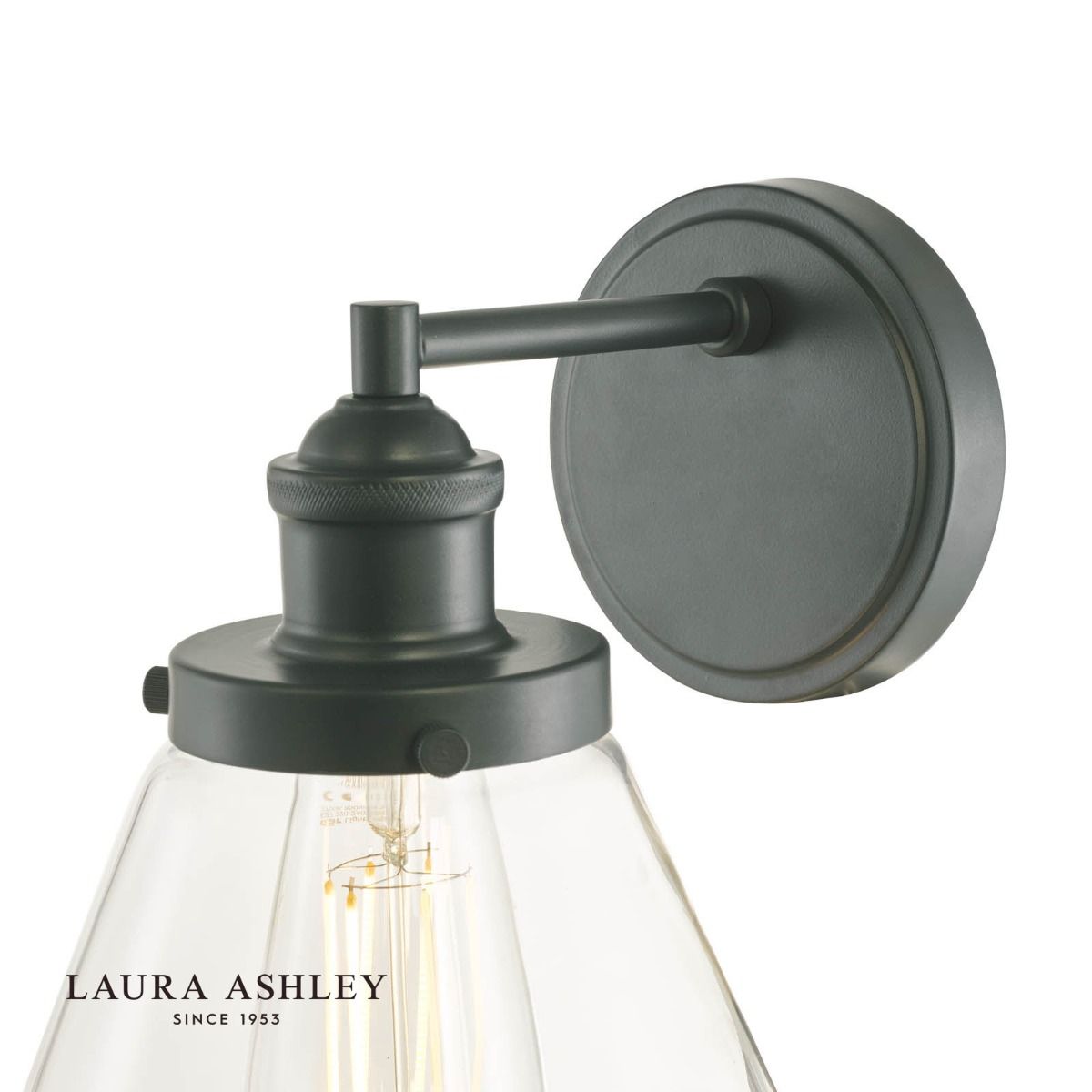 Laura Ashley Isaac Outdoor Wall Light Charcoal Glass IP44