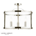 Laura Ashley Harrington 3 Light Semi-Flush Polished Nickel and Glass