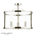 Laura Ashley Harrington 3 Light Semi-Flush Polished Nickel and Glass