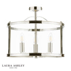 Laura Ashley Harrington 3 Light Semi-Flush Polished Nickel and Glass