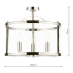 Laura Ashley Harrington 3 Light Semi-Flush Polished Nickel and Glass