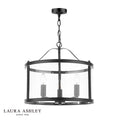 Laura Ashley Harrington 3 Light Pendant Matt Black and Glass